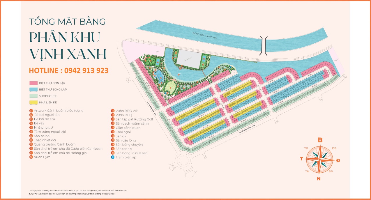 mặt bằng phân khu biệt thự Vịnh Xanh Vinhomes Ocean Park 3