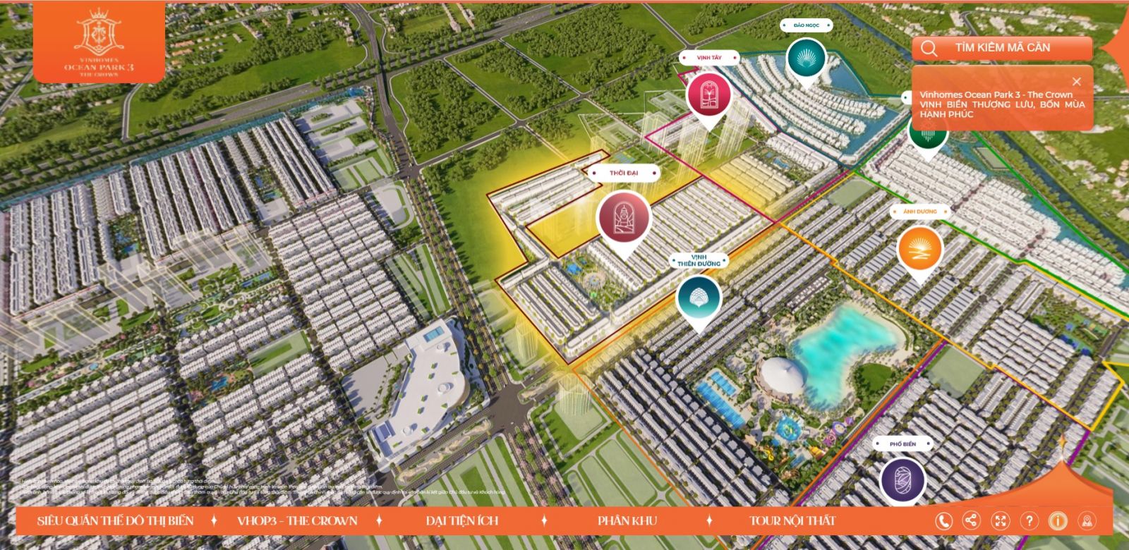 Vị trí phân khu THỜI ĐẠI VInhomes Ocean park 3