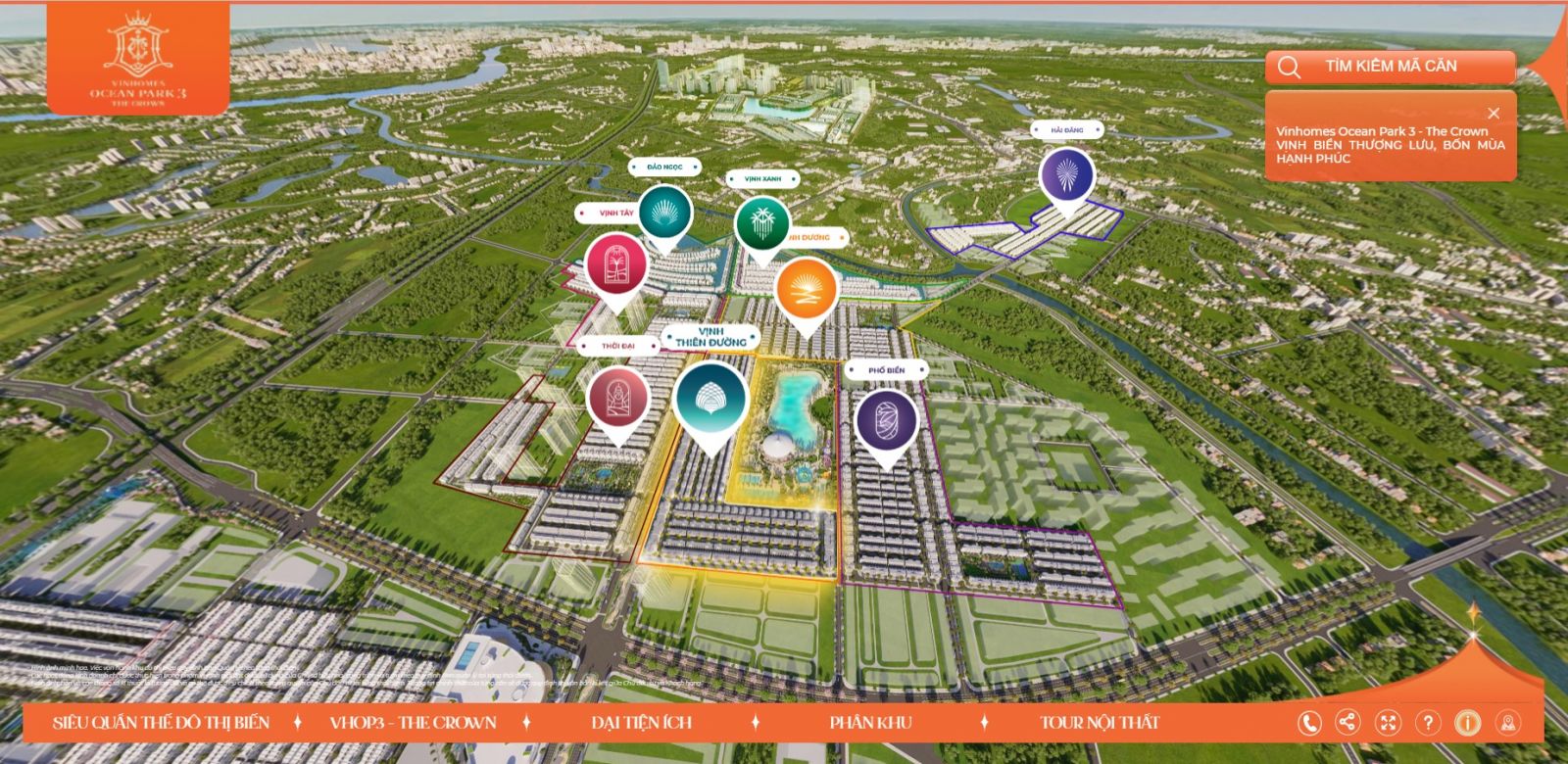 Vị trí phân khu Vịnh Thiên Đường VInhomes Ocean park 3