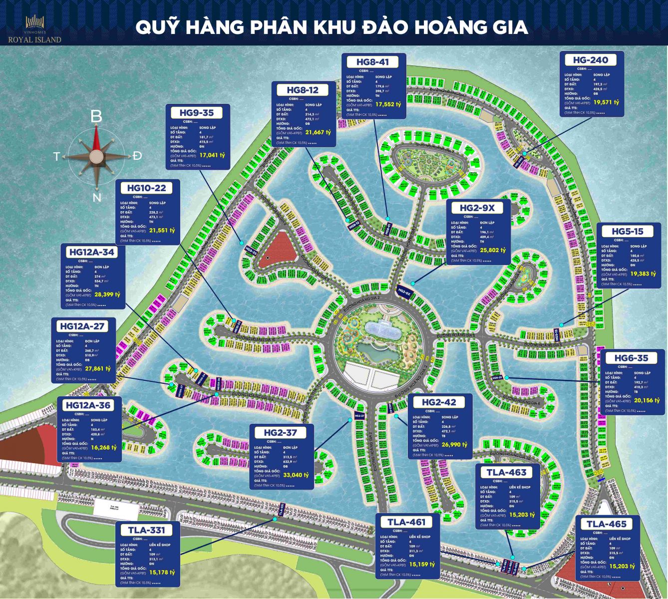 Quỹ căn biệt thự Hoàng Gia Vinhomes Vũ Yên