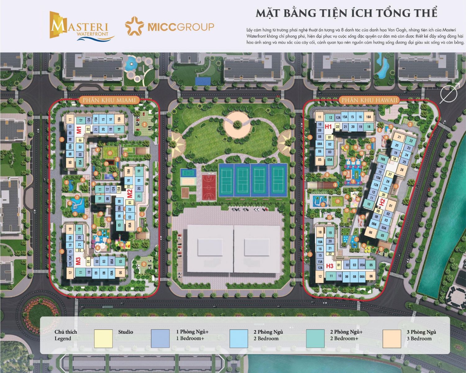 thiết kế mặt bằng 6 tòa chung cư Masteri Ocean Park
