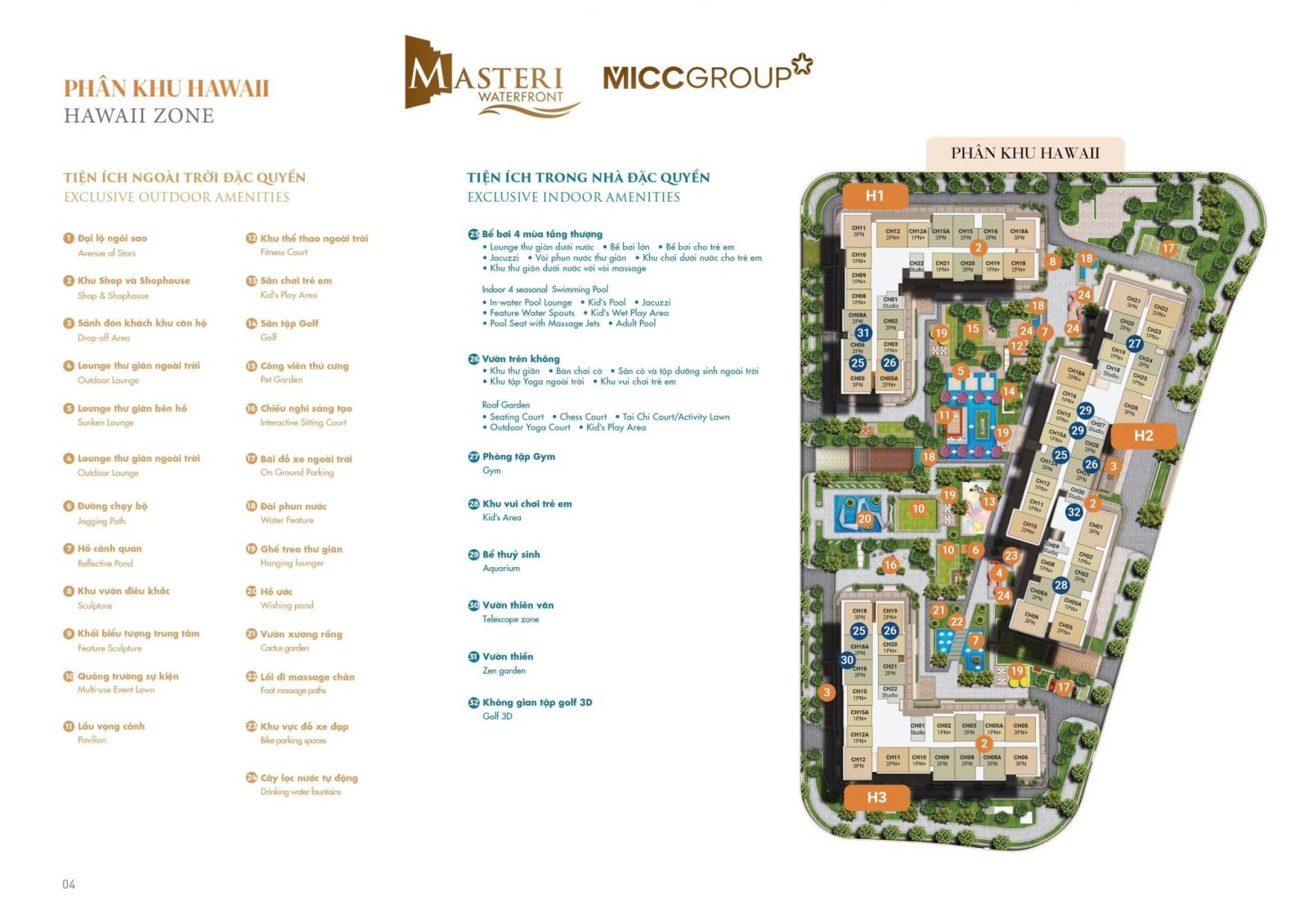 mặt bằng phân khu Hawai Masteri Ocean Park